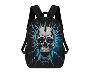 sinyumoney Spiked Skull with Lightning Children's School Backpack 3D Printed for Kids Travel Rucksacks Book Bags Kids School Bag 17inch