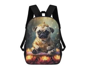 sinyumoney Spiritual Pug Backpack School Bag Daypacks Business Backpack Water Resistant Bookbag for Men/Women 17inch