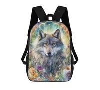 sinyumoney Spiritual Wolf 17 Inch Backpacks Kids Schoolbag,3D Printed Elementary And Middle School Students Backpacks for Boys Girls