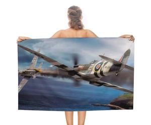 sinyumoney Spitfire Vs Bf109 Beach Towels Adults Water Absorbent Bathroom Towels Large for Men Women Body Cleaning And Massage 130x80cm