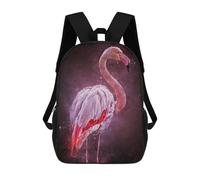 sinyumoney Splatter Flamingos Kids School Backpack School Bag 3D Printed School Bag for Boys Elementary And Middle School Students 17inch