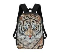 sinyumoney Splatter Tiger Face 3D Printed Children's 17 Inch Backpacks 3D Printed Casual School Bag for Boys Elementary And Middle