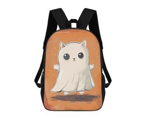 sinyumoney Spooky Halloween Cat Ghost Backpack School Fashion Stationery Backpack Waterproof Casual Daypacks for Boys/Girls/Teenagers 17inch
