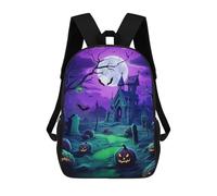 sinyumoney Spooky Halloween Graveyard Backpack School Bag Secondary Causal Travel High School Bags for School/Work/Travel 17inch