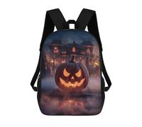 sinyumoney Spooky Halloween Haunted House School Backpack Fashion Stationery Backpack Waterproof Casual Daypacks for Men/Women 17inch