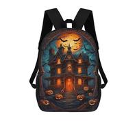 sinyumoney Spooky Halloween Haunted House School Bags Rucksack Casual Daypacks School Work Travel Bag for Teenage Girls Boys Women Men 17inch
