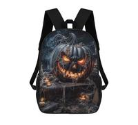 sinyumoney Spooky Halloween Pumpkin 3D Printed Kids Backpacks Boys Fashion School Bag Travel Backpacks School Bags for Boys Elementary School Students 17inch