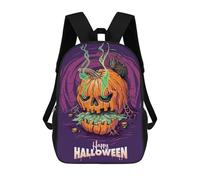 sinyumoney Spooky Halloween Pumpkin Artwork Children's 17 Inch School Backpack 3D Printed Casual Daypacks for Kids Travel Rucksacks Book Bags Kids School Bag