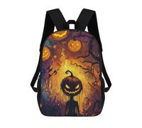 sinyumoney Spooky Halloween Pumpkin Patch Illustration Rucksack High Secondary School Bags Casual Backpack for Girls Boys Teenage 17inch