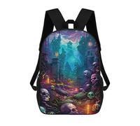sinyumoney Spooky Halloween Scene Children's Backpacks 17inch School Backpack 3D Printed Bag Bookbag for Kids Travel Rucksacks Boy Girl Book Bags Kids School Bag