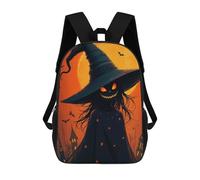 sinyumoney Spooky Halloween Witch Moon Backpacks Kids School Backpack School Bag 3D Printed School Bag for Boys Elementary And Middle School Students 17inch