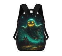sinyumoney Spooky Haunted House Scene School Backpack Water Resistant Travel Backpack Computer Bag for Men, Women & Teenage Boys 17inch