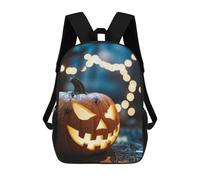 sinyumoney Spooky Jack-o-Lantern 3D Printed 17inch School Bag Children's School Backpack Travel Backpacks Casual Fashion Bag for Kids School Students
