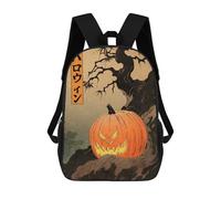 sinyumoney Spooky Pumpkin Ukiyoe 3D Printed Children's School Backpack for Kids High Capacity Travel Rucksacks Book Bags Kids School Bag Back Pack 17inch
