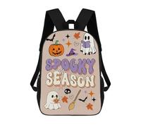 sinyumoney Spooky Season Book Ghost 3D Printed 17inch Kids School Backpack School Bag Fashion Rucksacks for Boys Elementary And Middle School Students