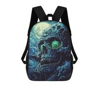 sinyumoney Spooky Skull with Glowing Eye Rucksack Water Resistant Travel Backpack Computer Bag for Campus Outdoor Travel Sports 17inch