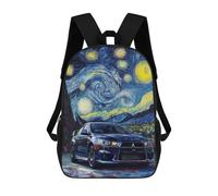 sinyumoney Sport Car Starry Night School Bags Lightweight Casual Daypack School Backpacks for School/Work/Travel 17inch