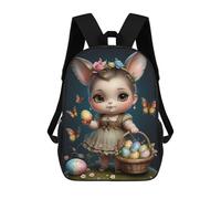 sinyumoney Spring Bunny with Eggs Basket 3D Printed Children's School Backpack for Kids High Capacity Travel Rucksacks 17 Inch Book Bags Kids