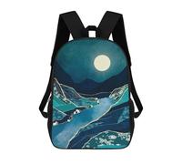 sinyumoney Spring River Night 17 Inch Backpack School Bag Rucksack for Girls Boys Large Capacity Kids Back Pack Lightweight School Bags for Children Students