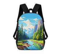 sinyumoney Spring Yosemite Pixel Art School Bag, Kids Backpack for Boys And Teenager, Gifts 3D Printing Daypacks Schoolbag Backpack Bookbag 17inch
