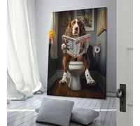 sinyumoney Springer Spaniel Toilet Canvas Artwork for Wall for Bedroom Office Bathroom Decor Picture for Wall 12x18inch(30x45cm)