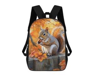 sinyumoney Squirrel Eating Nut in Autumn Children's School Backpack 3D Printed for Kids Travel Rucksacks Book Bags for Boys Elementary School Students 17inch