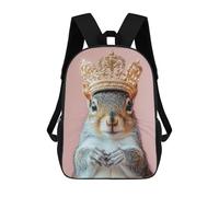 sinyumoney Squirrel King Rucksacks 3D Printed Children 17inch Backpacks Fashion Casual Daypack Travel Bags Outdoor Casual Daypack for Boy And Girl