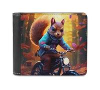 sinyumoney Squirrel Rider in Autumn -1 3D Print PU Leather Wallet Use Holds Bills RFID Blocking Stylish Durable Purse Craftsmanship Gifts 11.7cm*9.5cm