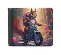 sinyumoney Squirrel Rider in Autumn 3D Print Men's Wallet Multiple Slots Banknote Compartments Soft Convenient Purse Youth Guys 11.7cm*9.5cm