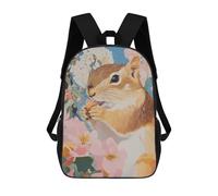 sinyumoney Squirrel with Abstract Flowers 3D Printed Children's School Backpack for Kids High Capacity Travel Rucksacks Book Bags Kids School Bag Back Pack 17inch