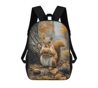 sinyumoney Squirrel with Nut in Autumn Forest 3D Printed Kids Backpacks Boys Fashion School Bag Travel Backpacks School Bags for Boys Elementary School Students 17inch