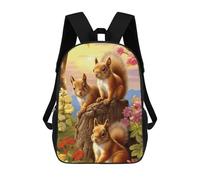 sinyumoney Squirrels in Spring Blossoms Backpacks 3D Printed School Bag Casual Kids Fashion School Bag for Boys Middle School Students School 17inch