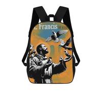 sinyumoney St Francis Catholic Saint Rucksacks 3D Printed Children 17inch Backpacks Fashion Casual Daypack Travel Bags Outdoor Casual Daypack for Boy And Girl