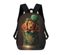 sinyumoney St Patrick Irish Setter 17 Inch Backpacks Kids Schoolbag,3D Printed Elementary And Middle School Students Backpacks for Boys Girls