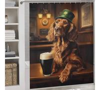sinyumoney St. Patrick’s Day Irish Setter in A Pub Anti-Mould Proof Resistant with Hooks Waterproof Fabric Modern Fabric Bathroom Decor Set for Travel Trailer 69.69x70.87Inch（177x180cm）