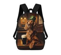 sinyumoney St. Patrick’s Day Irish Setter in A Pub Children's School Backpack Fashion Casual Children's Backpacks 3D Printed School Bags Boy Large Backpack 17inch