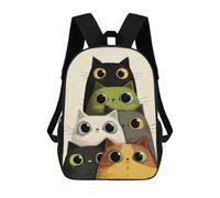 sinyumoney Stack of Cartoon Cats with Big Eyes Backpack Kids School Backpack School Bag 3D Printed Fashion School Bag for Boys Elementary And Middle School Student 17inch