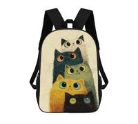 sinyumoney Stack of Colorful Cartoon Cats School Bags High Secondary School Bags Casual Backpack for Campus Outdoor Travel Sports 17inch
