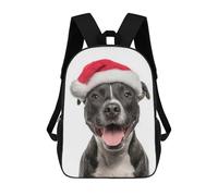 sinyumoney Staffordshire Bull Terrier Dog with Santa Hat Backpack School Bag Water Resistant School Bag Business Backpack - Perfect for Travel, Work And Daily Use 17inch
