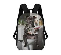 sinyumoney Staffy Dog Reading Newspaper on Toilet School Backpack Lightweight Schoolbag Dayback Bookbag College for Teenage Girls Boys Women Men 17inch