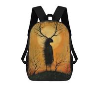sinyumoney Stag Forest Sprite Rucksacks 3D Printed Children Backpacks Fashion Casual Daypack Cute Travel Bags Outdoor Casual Daypack for Boy And Girl 17inch