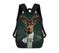 sinyumoney Stag in Formal Attire Children's School Backpack 3D Printed for Kids Travel Rucksacks Book Bags for Boys Elementary School Students 17inch