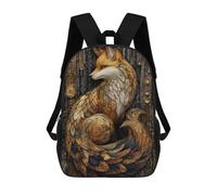 sinyumoney Stained Glass Art Deco Fox Kids Backpack, Kids School Bag 3D Printed School Backpacks for Boys And Teenager School Students 17inch