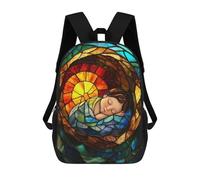 sinyumoney Stained Glass Baby Backpacks Kids Student Schoolbag,3D Printed Backpacks,Elementary And Middle School Students Backpacks for Boys Girls 17inch