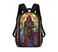 sinyumoney Stained Glass Battle Mage Children's School Backpack 3D Printed for Kids Travel Rucksacks Book Bags for Boys Elementary School Students 17inch