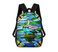 sinyumoney Stained Glass Bird Art Backpack Schoolbags for Boys Girls Casual Sport Daypack Elementary Primary Large Capacity Bookbags 17inch