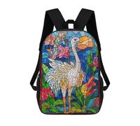 sinyumoney Stained Glass Bird Children's Backpacks 17inch School Backpack 3D Printed Bag Bookbag for Kids Travel Rucksacks Boy Girl Book Bags Kids School Bag