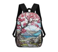 sinyumoney Stained Glass Blossom Tree Backpack School Bag Lightweight Schoolbag Dayback Bookbag College for Girl, Teen Girls 17inch
