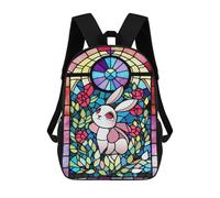 sinyumoney Stained Glass Bunny Window School Bags Business Laptop Rucksack Bag Unisex Casual Daypack for Camping Outdoor Adventures And Daily Travel 17inch