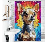 sinyumoney Stained Glass Chihuahua Portrait -2 Anti-Mould Proof Resistant Thicken Durable Polyester Hilarious Bath Curtain for Travel Trailer 46.85x70.87Inch（119x180cm）